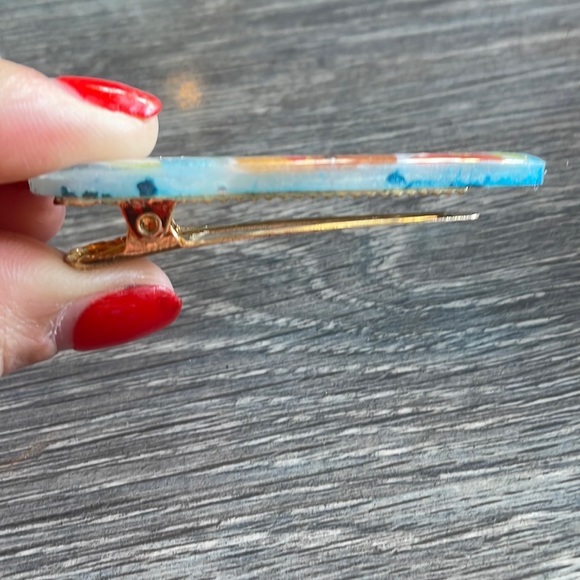 XMAS Handmade Festive Holiday 2 set Alligator Hair Clips Blue Rudolph - Picture 6 of 11